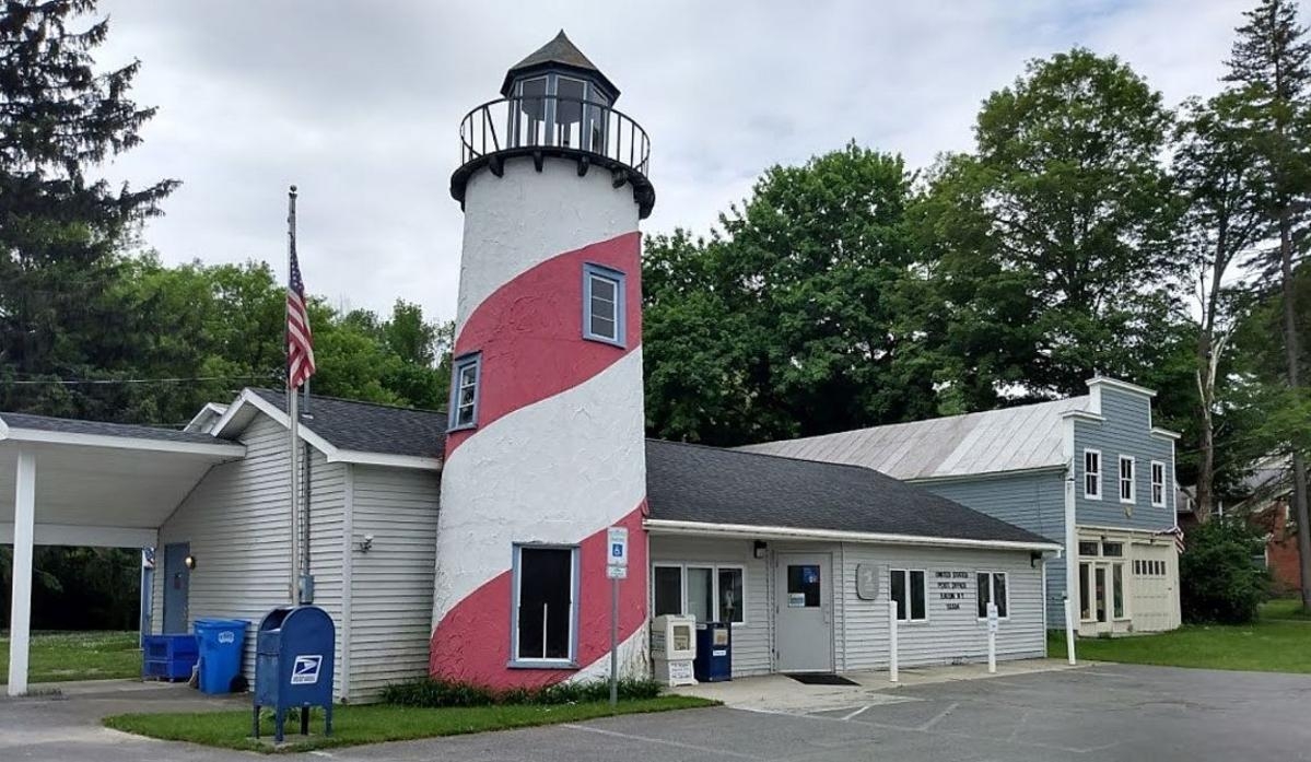 Lighthouse Building Red White Spiral Whimsical Architecture