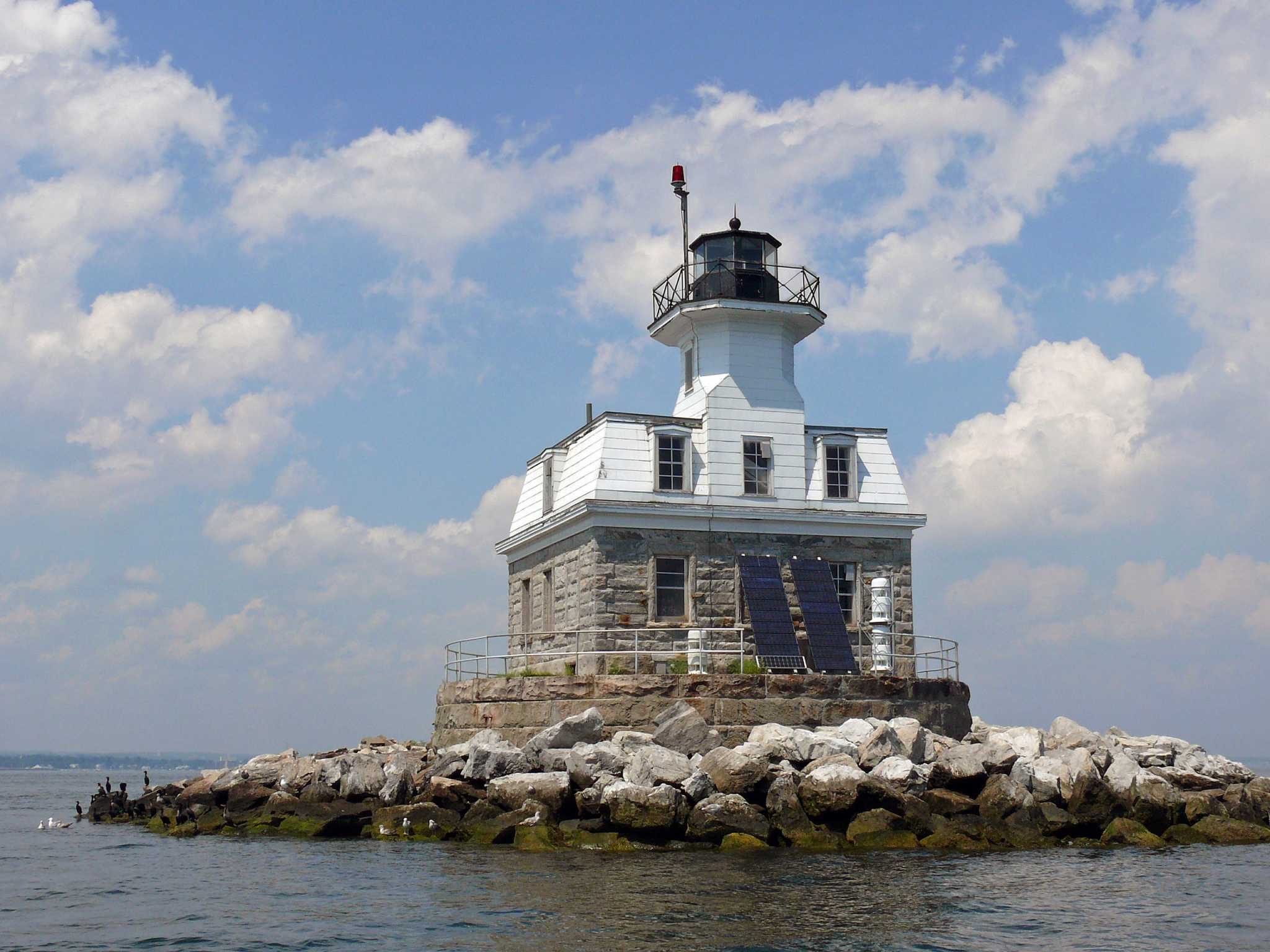Lighthouse Granite Base Solar Panels Historic Offshore Architecture