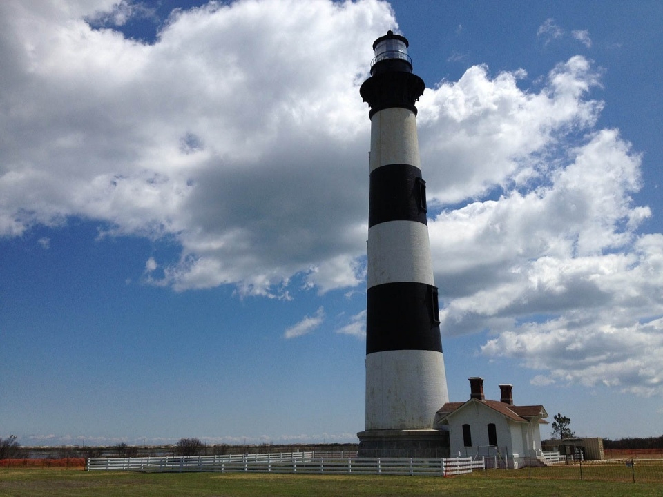 Lighthouse Horizontal Stripes Picket Fence Shore Architecture