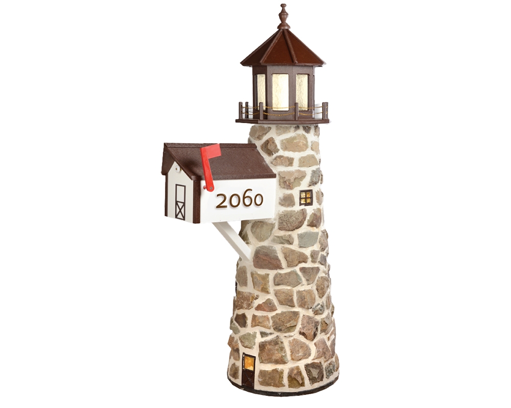 Lighthouse Mailbox Masonry Facade Custom Stone Yard Art