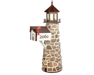 Lighthouse Mailbox Masonry Facade Custom Stone Yard Art