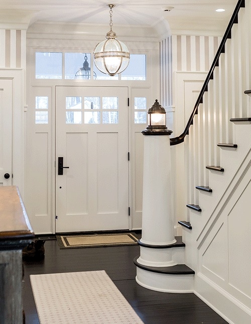 Lighthouse Newel Post Integrated Lantern Coastal Staircase Design