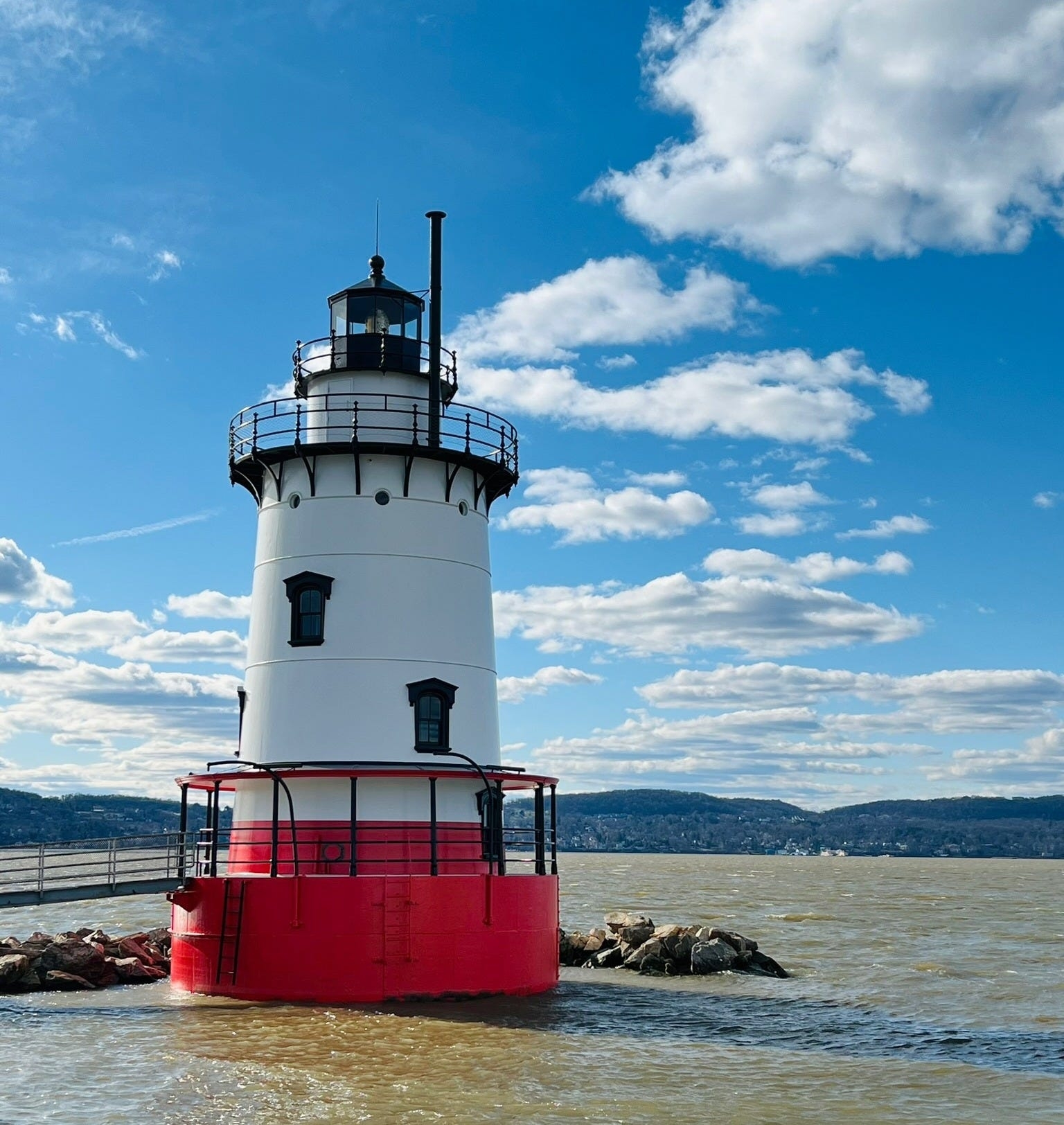 Lighthouse Sparkplug Caisson Style Crimson White Maritime Detail