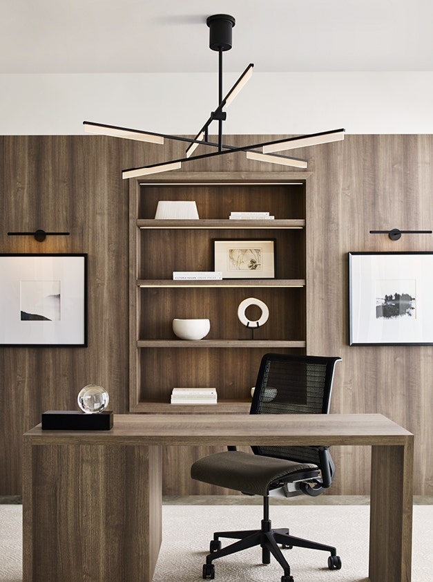 Linear Chandelier with Multi-Directional Arms in Matte Black