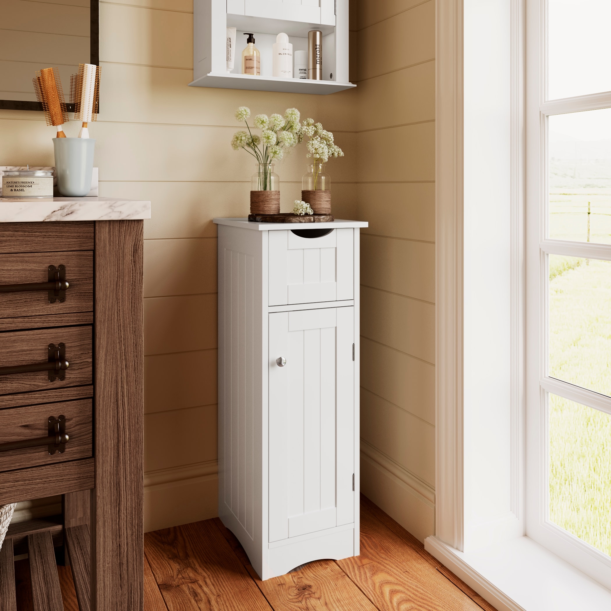 Linen Cabinet: Planked Door Small Space Storage Solution