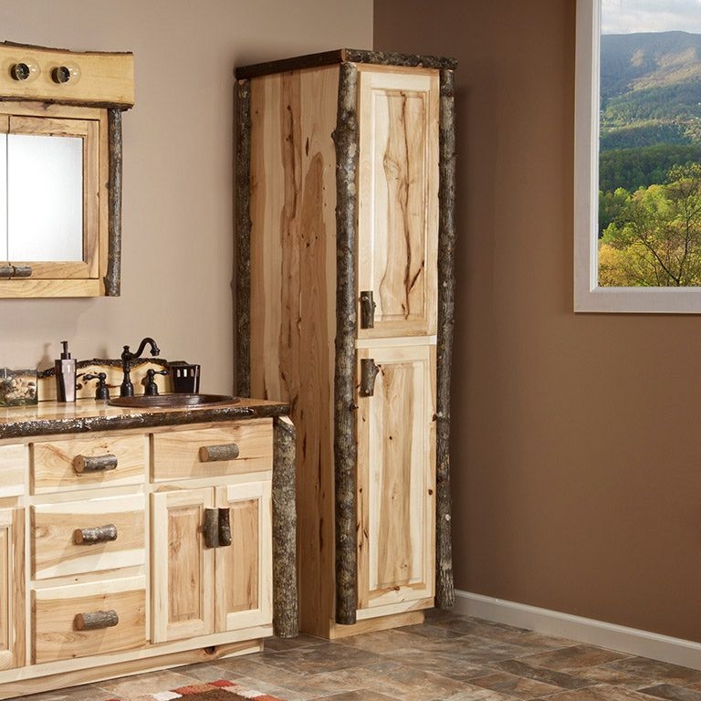 Linen Closet Hickory Log Linen Closet with Bark Trim