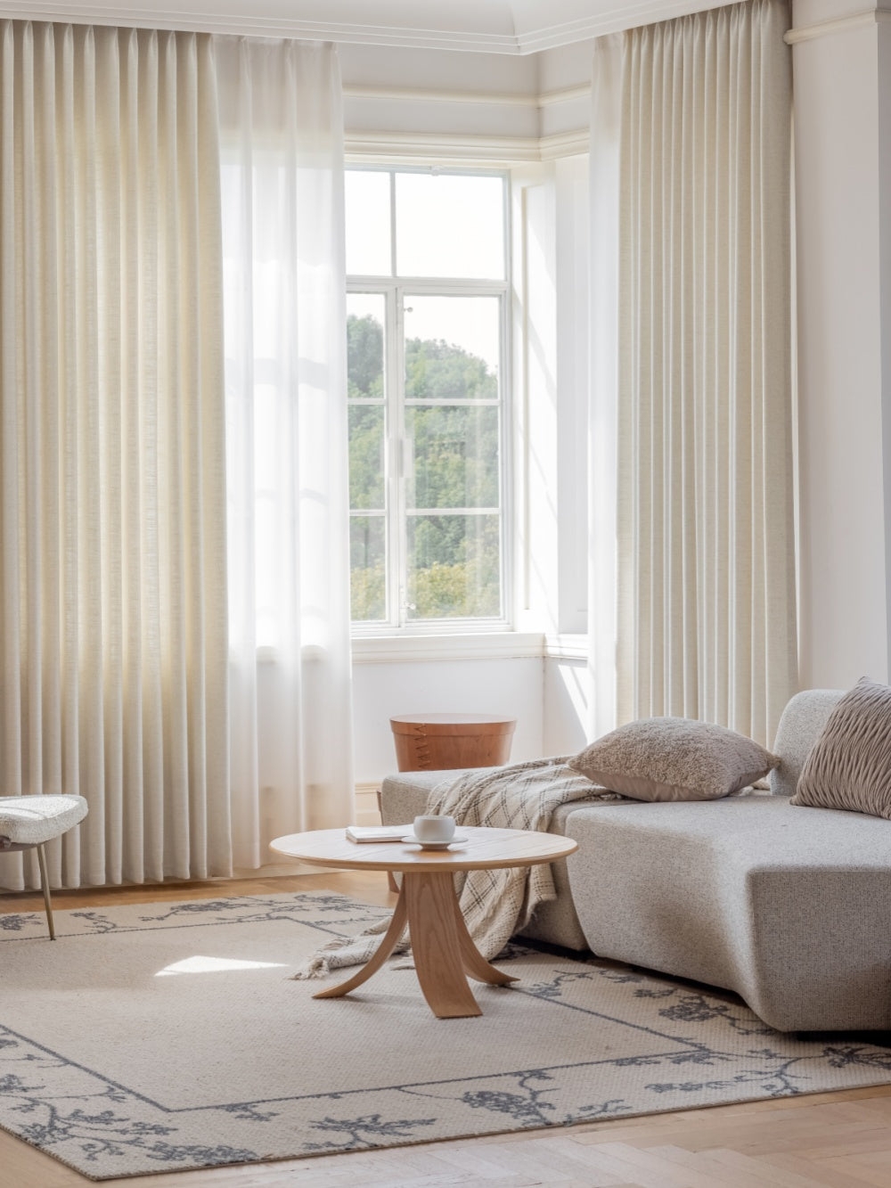 Linen Curtains: Ripple Fold Header Creamy Floor To Ceiling