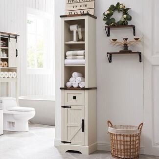 Linen Tower With Barn Door Detail And Slim Farmhouse Profile