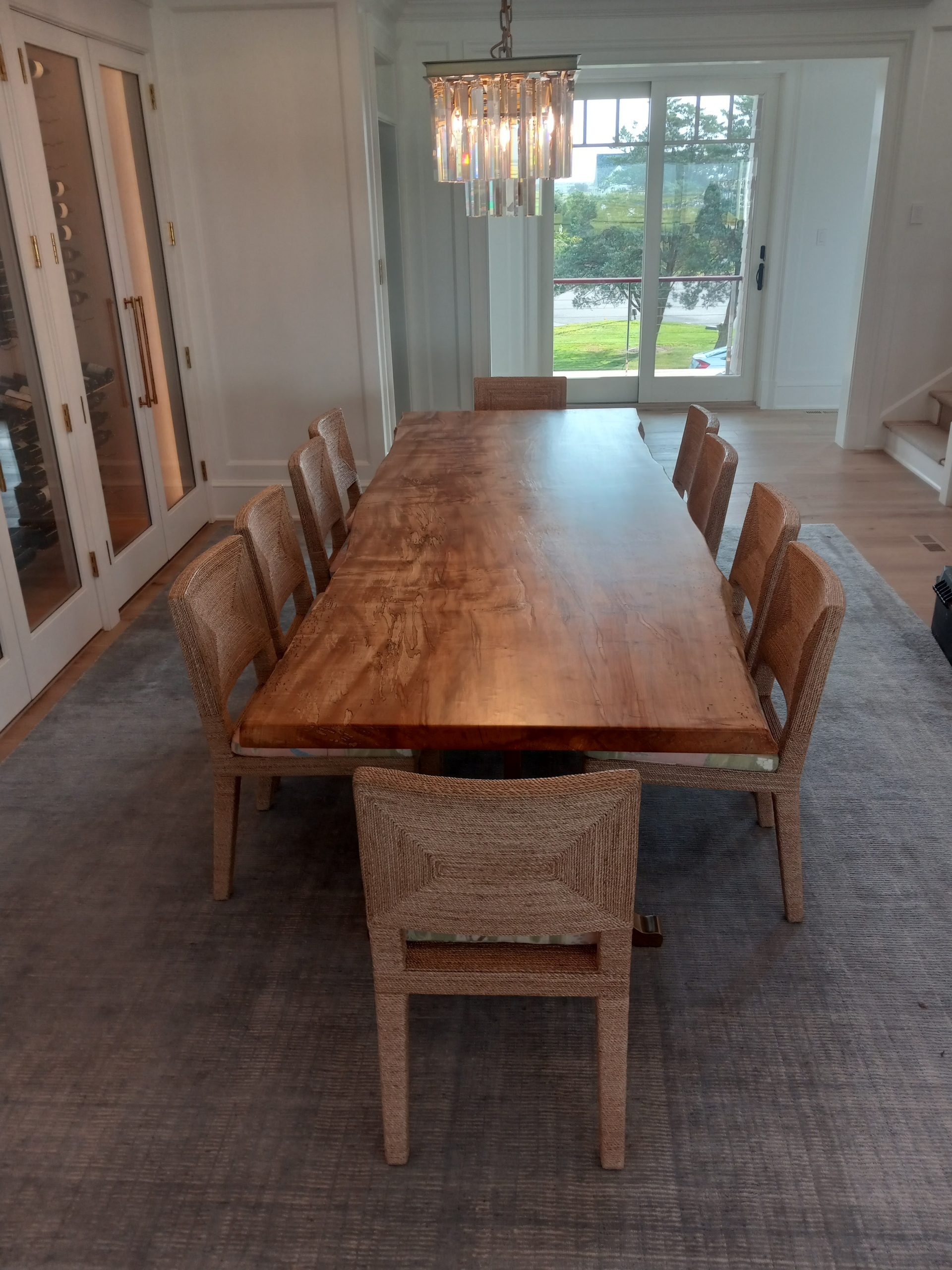 Live Edge Table Maple Wood Slab Gold Wishbone Legs
