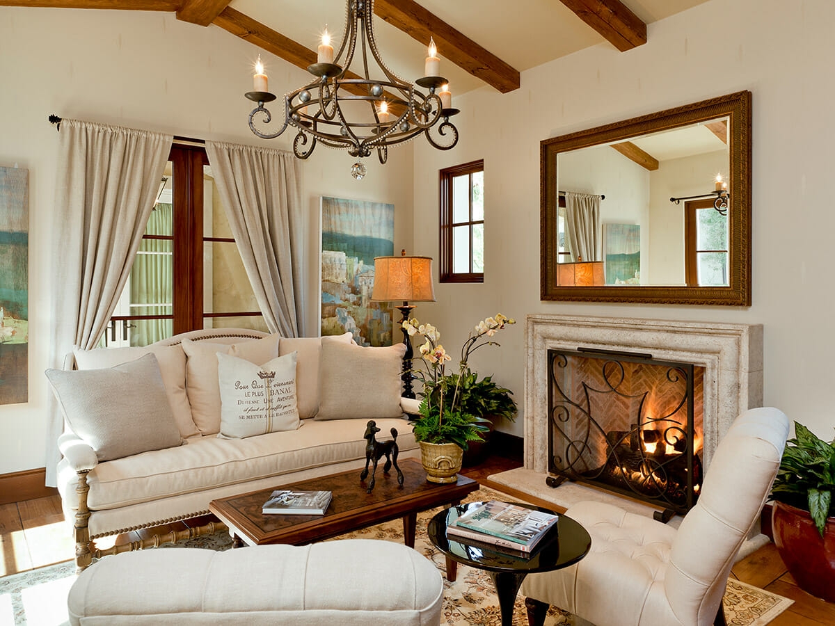 Living Room Set arranged with Tufted Accent Chair and Wrought Iron