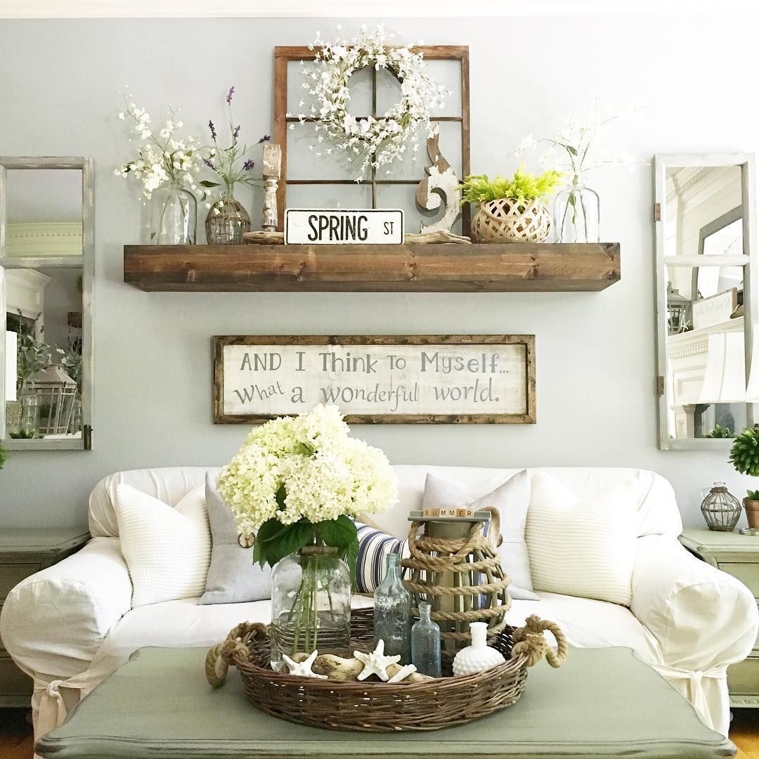 Living Room Set: Floating Wood Mantel Sage Green Coffee Table Ideas