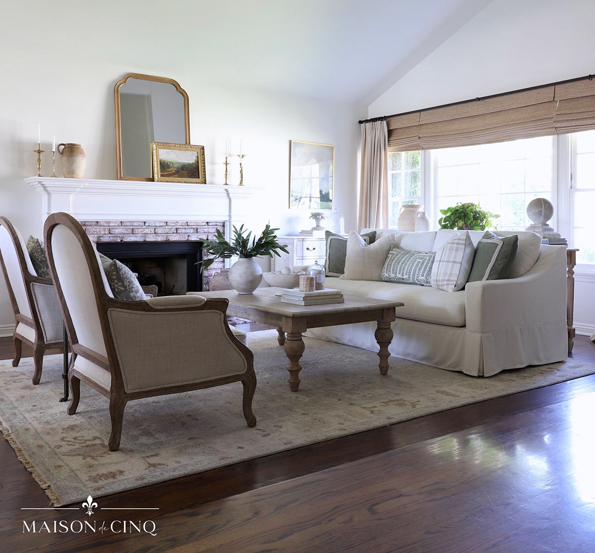 Living Room Set incorporating Turned Legs and Sage Green Accents