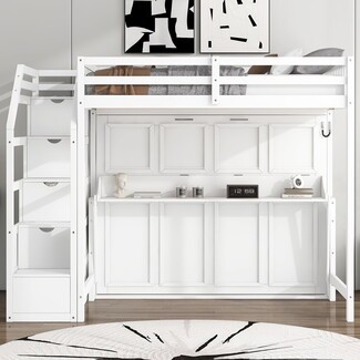 Loft Bed having Paneled Front and Murphy Bed Loft Combo