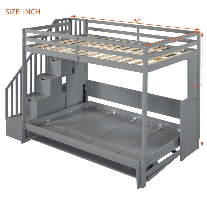 Loft Bed in Neutral Grey with Grey Loft Bed with Stairs