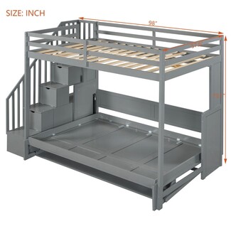 Loft Bed in Neutral Grey with Grey Loft Bed with Stairs