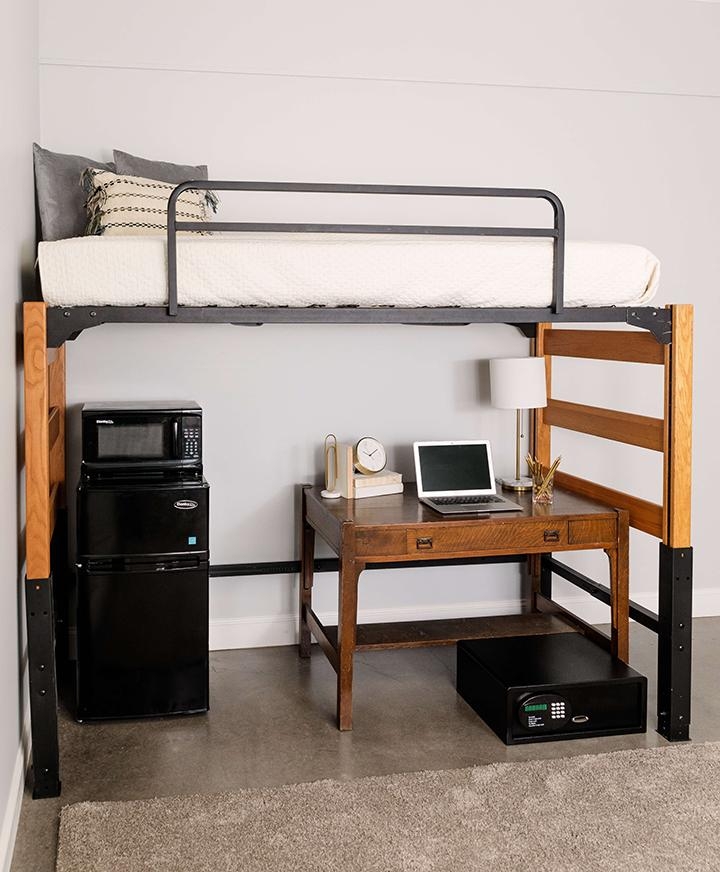 Loft Bed Mixed Material Frame Safety Rail Workstation