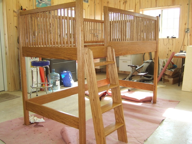 Loft Bed Oak Grain Vertical Spindle Rail Mission Style