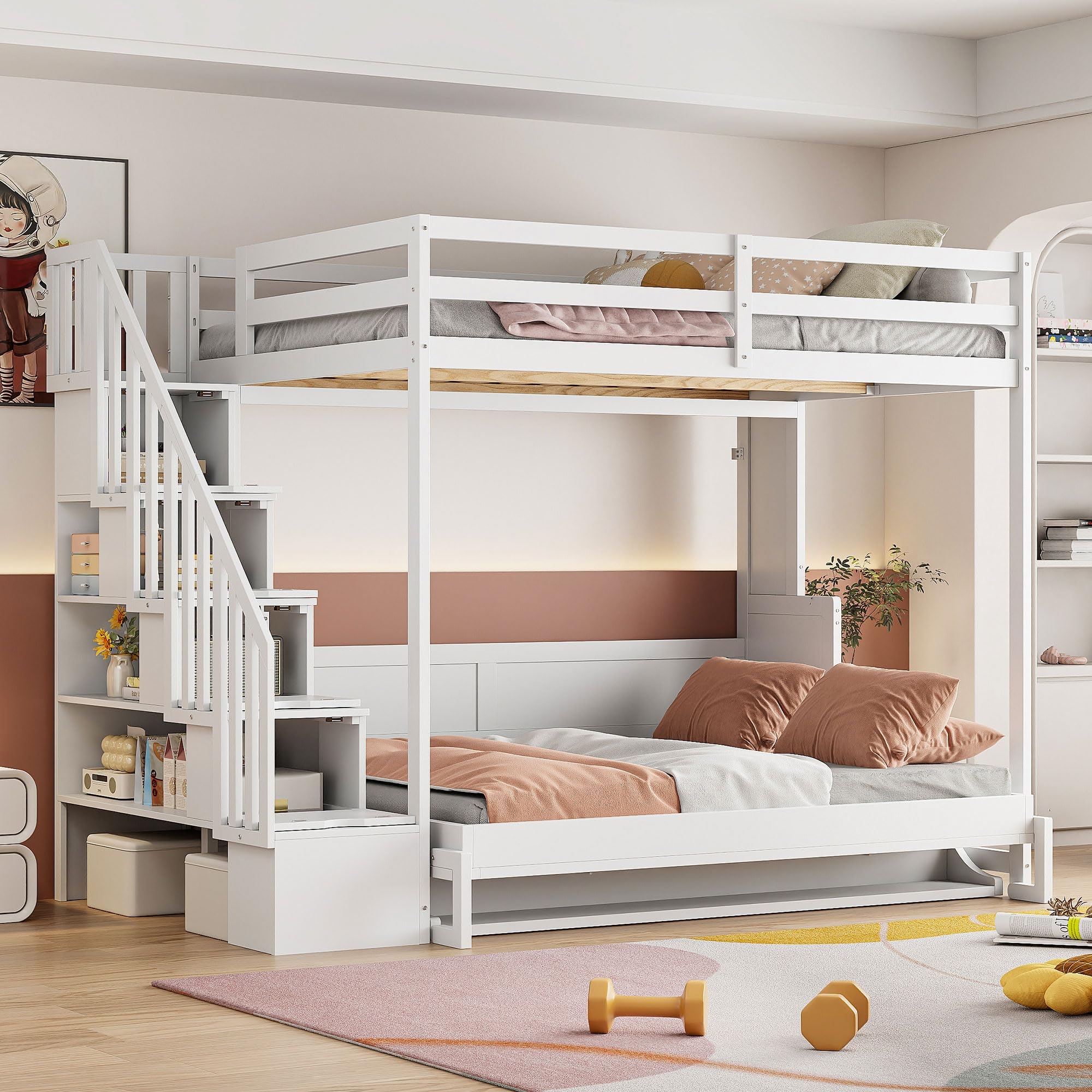 Loft Bed using Murphy Bed Base and White Full Loft Bed