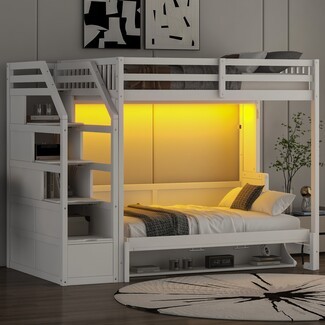 Loft Murphy Bed with Led Accent Light Integrated LED Bunk