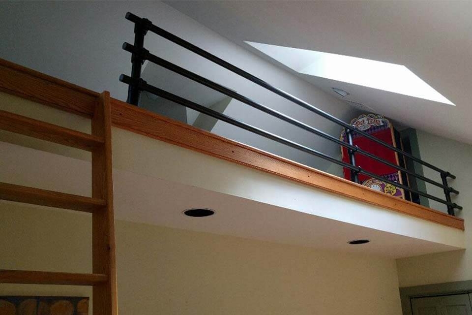 Loft Railing Matte Black Pipe Style Metal Three Tier