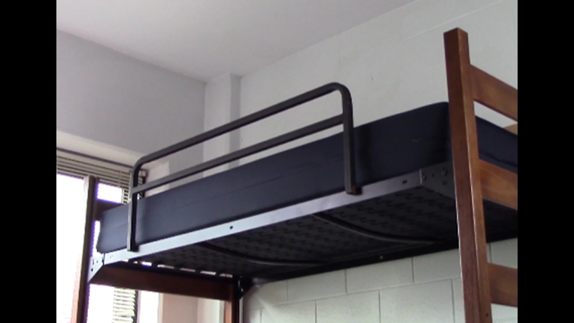 Lofted Bed Wood Toned Posts Matte Black Safety Rail