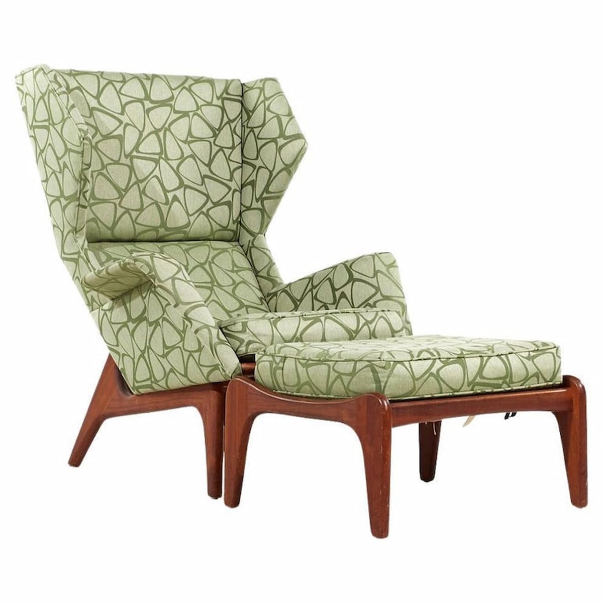 Lounge Chair And Footstool With Sculpted Boomerang Legs