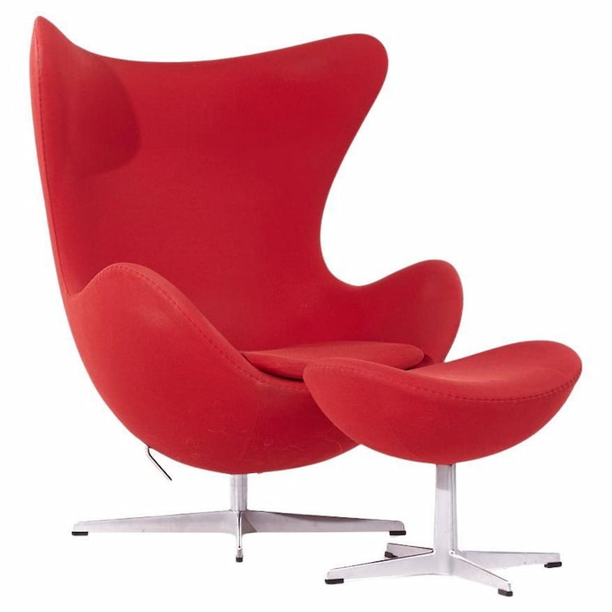 Lounge Chair Ottoman Poppy Red Organic Silhouette Winged Sides