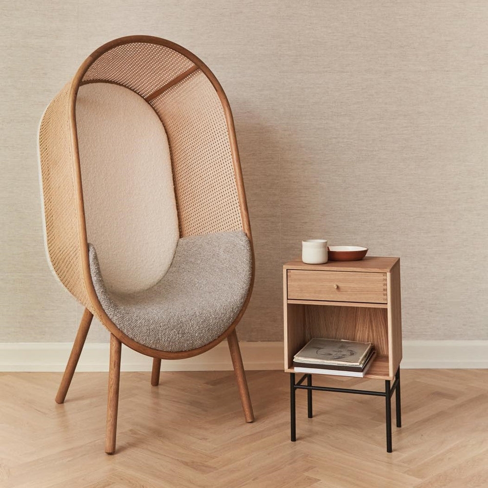 Lounge Chair with Boucle Upholstery and Scandinavian Back