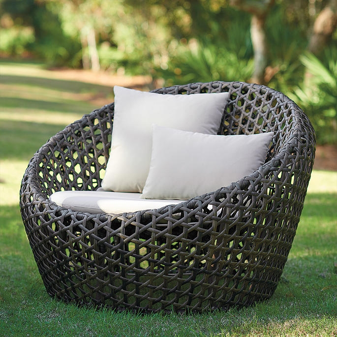 Lounge Chair with Cocoon Silhouette and All-Weather Weave
