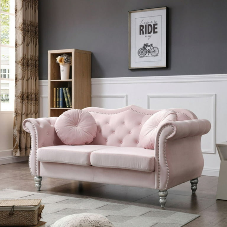 Loveseat featuring Silver Turned Legs and Hollywood Regency Glam
