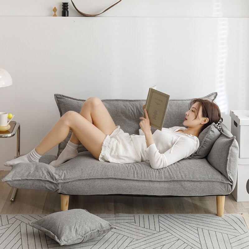 Loveseat Sofa: Heather Grey Fabric Compact Studio Sofa