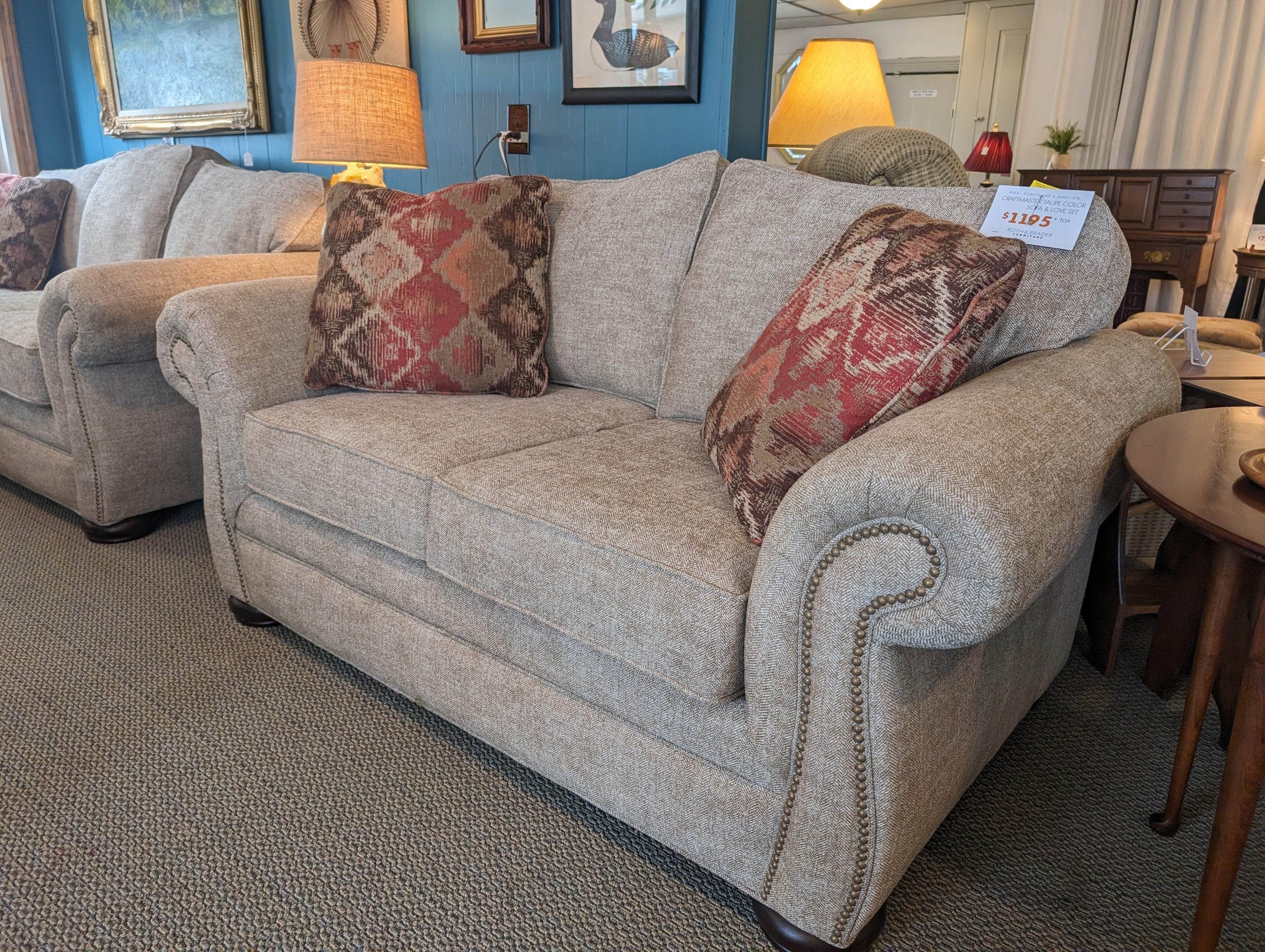 Loveseat Sofa Set Traditional Upholstered Loveseat Nailhead Trim