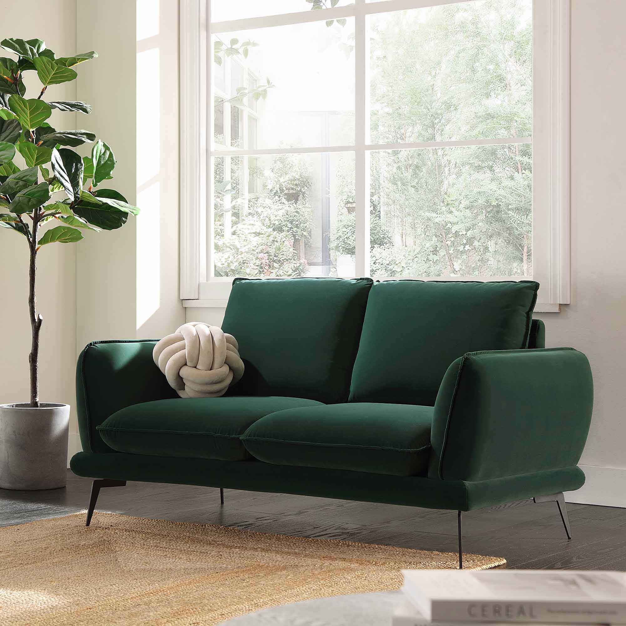 Loveseat With Rounded Silhouette In Forest Pine Tone
