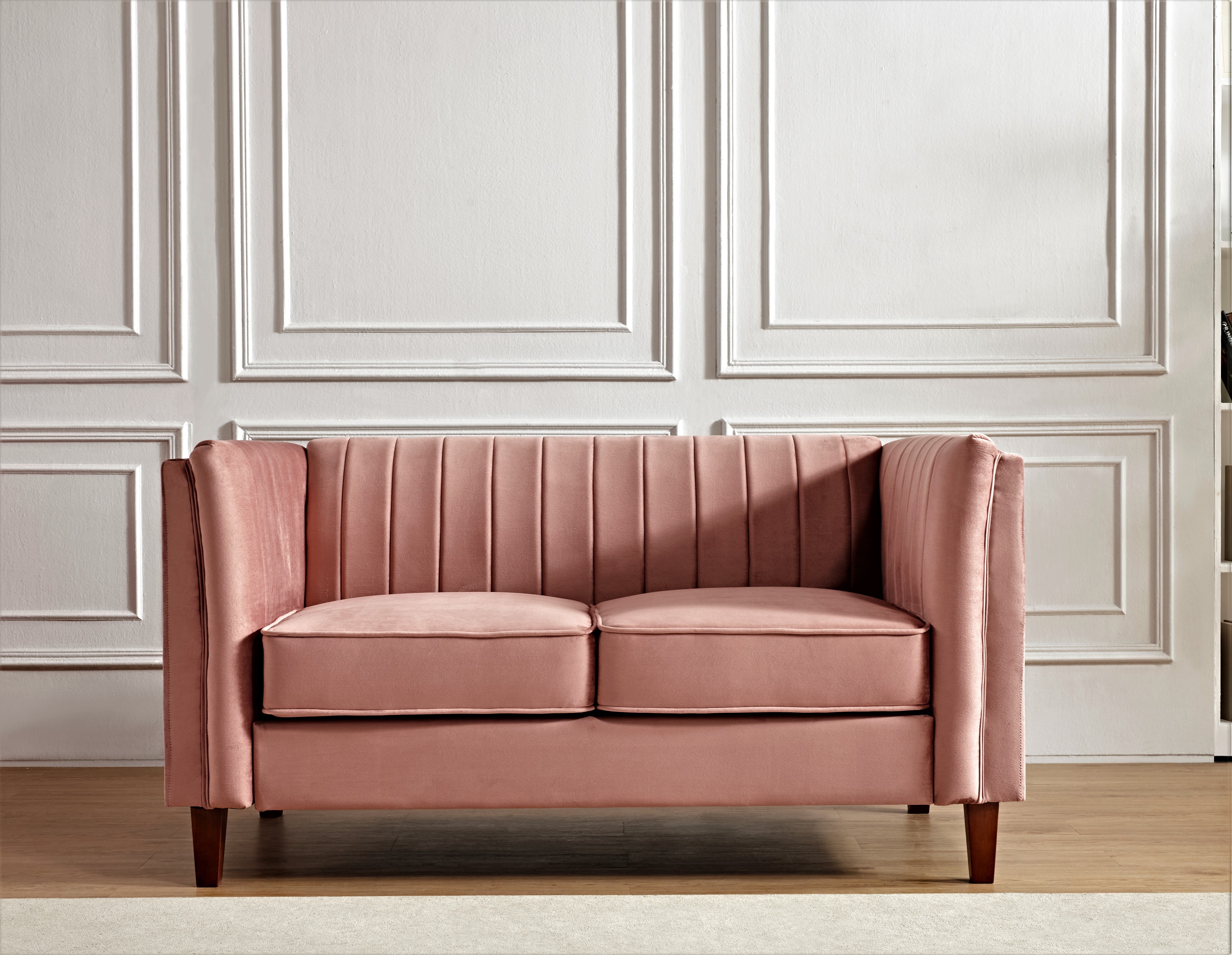 Loveseat with Vertical Channel Tufting and Square Silhouette
