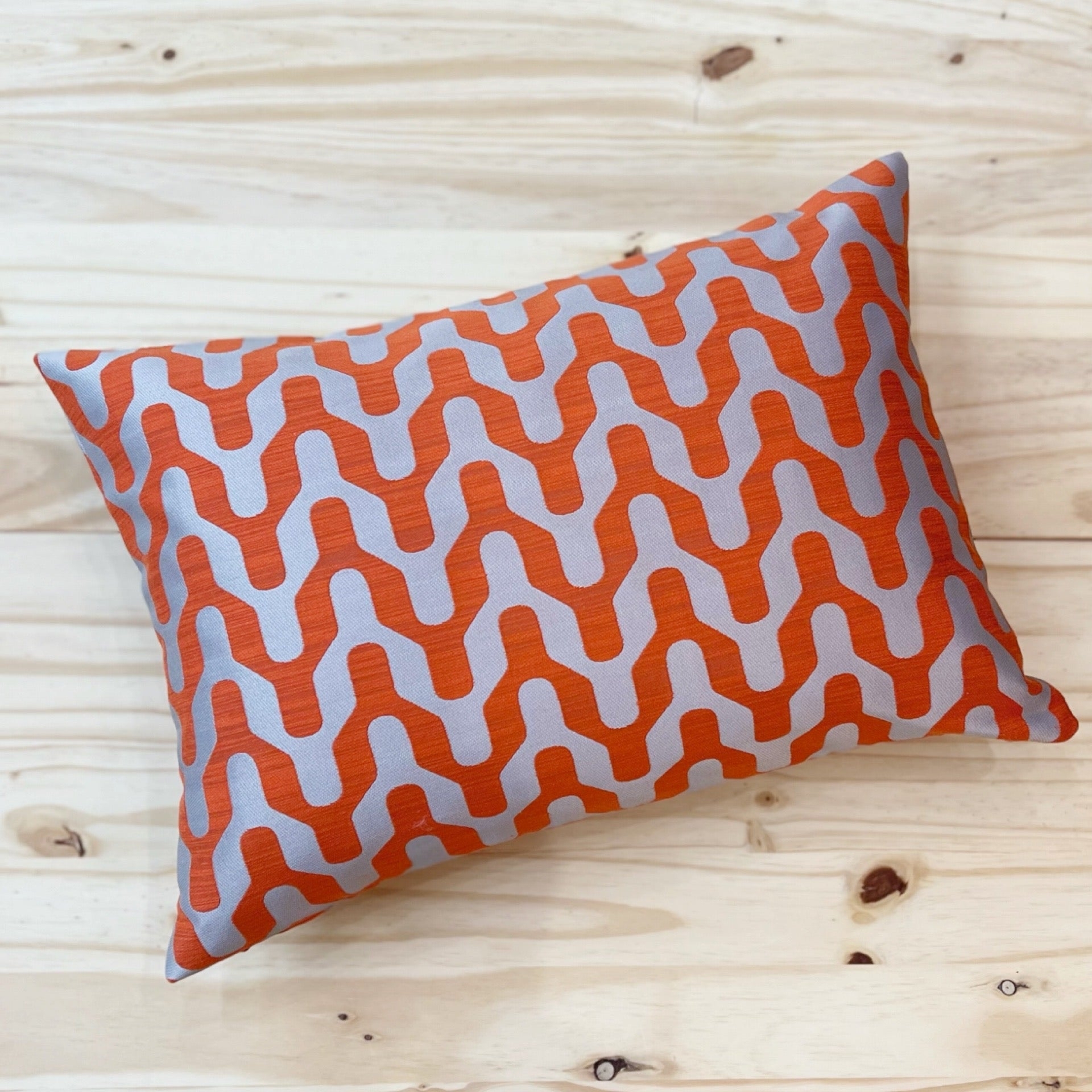 Lumbar Pillow Interlocking Geometric Pattern Grey