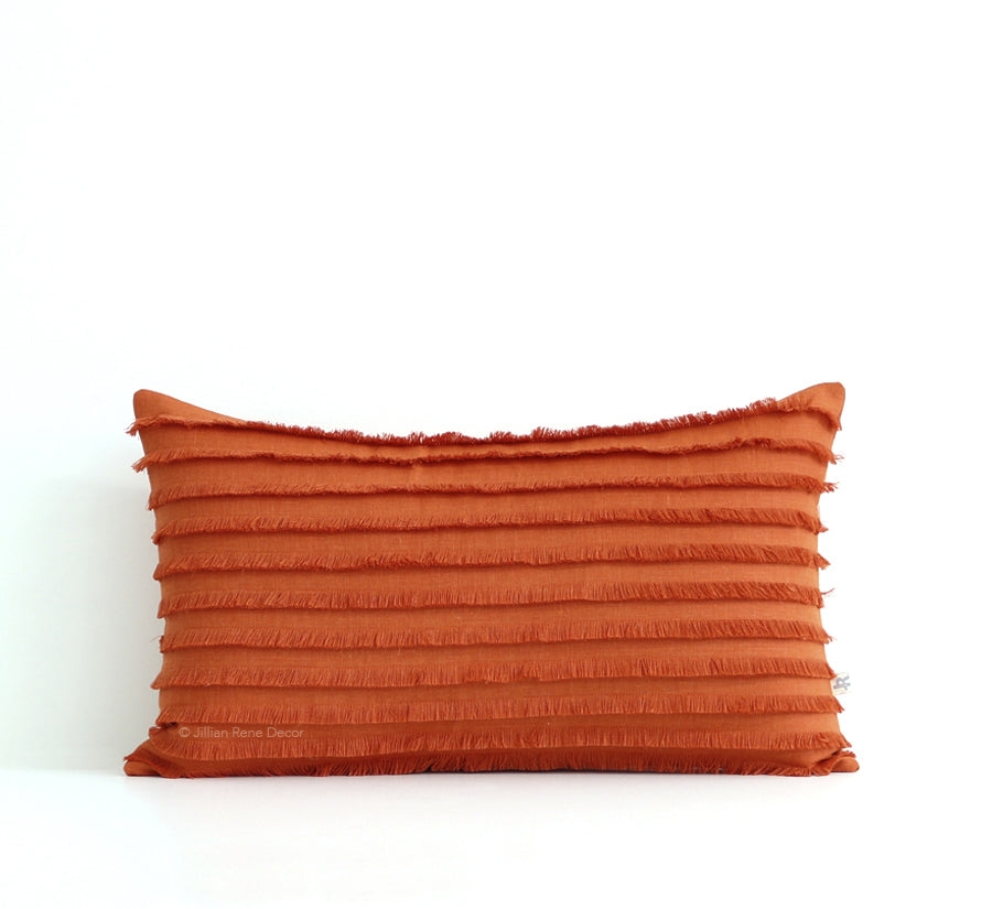 Lumbar Pillow Terracotta Layered Fringe Tactile