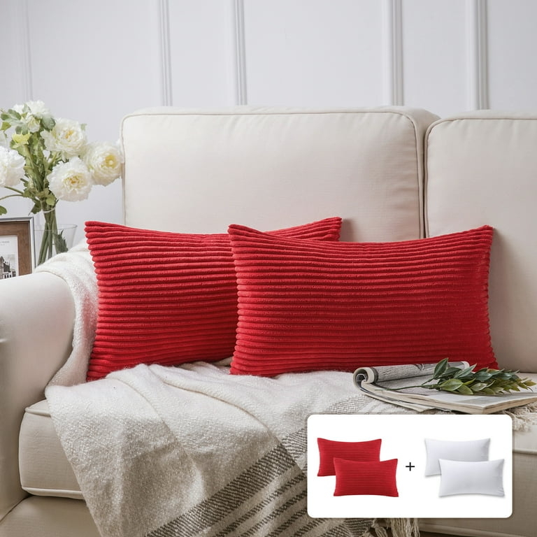 Lumbar Pillow Wide Wale Ribbing Vibrant Fabric Soft