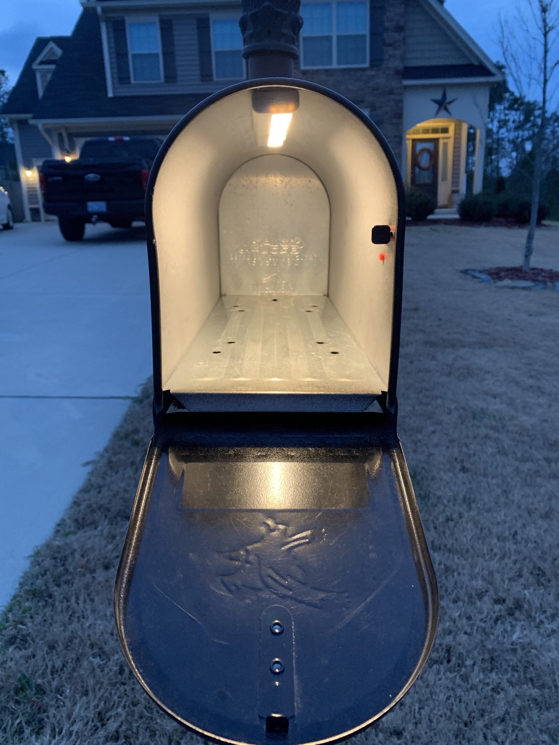 Mailbox: Embossed Bird Motif and Galvanized Interior LED Kit