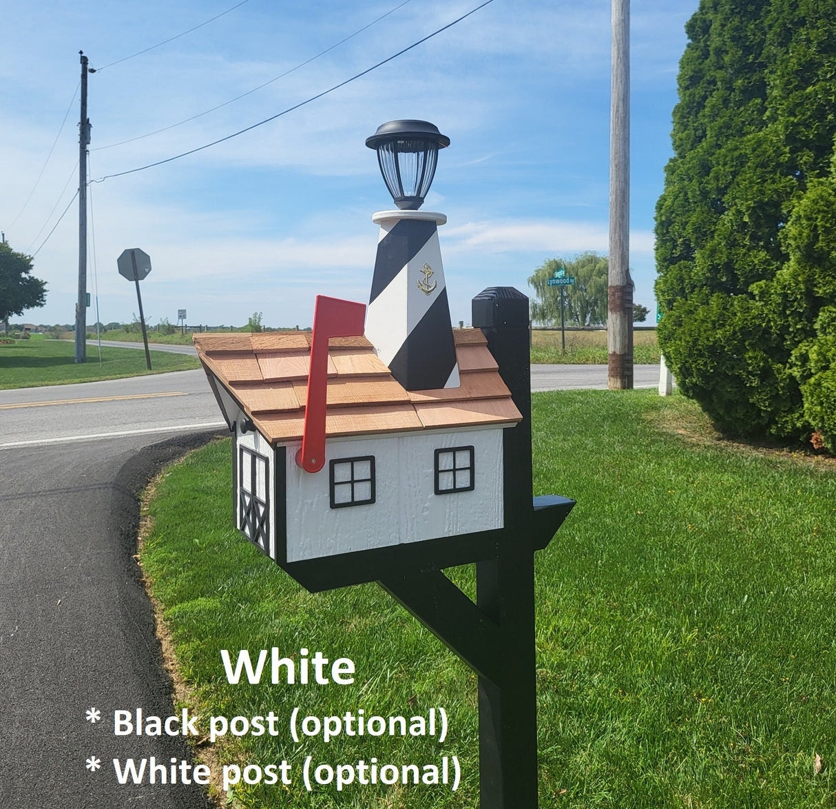Mailbox Lighthouse Topper Cedar Shake Roof Nautical Curbside Accent