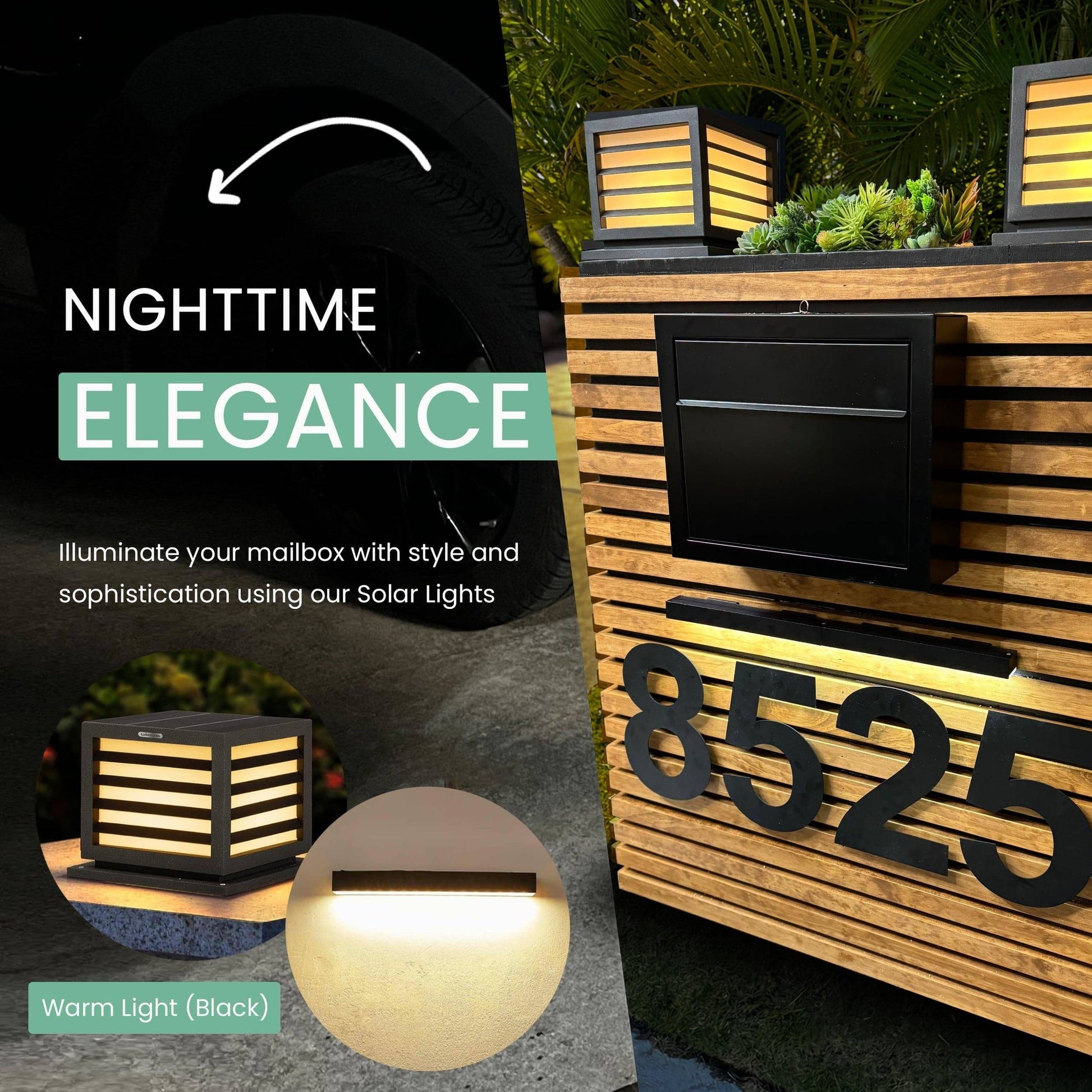 Mailbox Station: Slatted Wood Backing and Oversized House Numbers