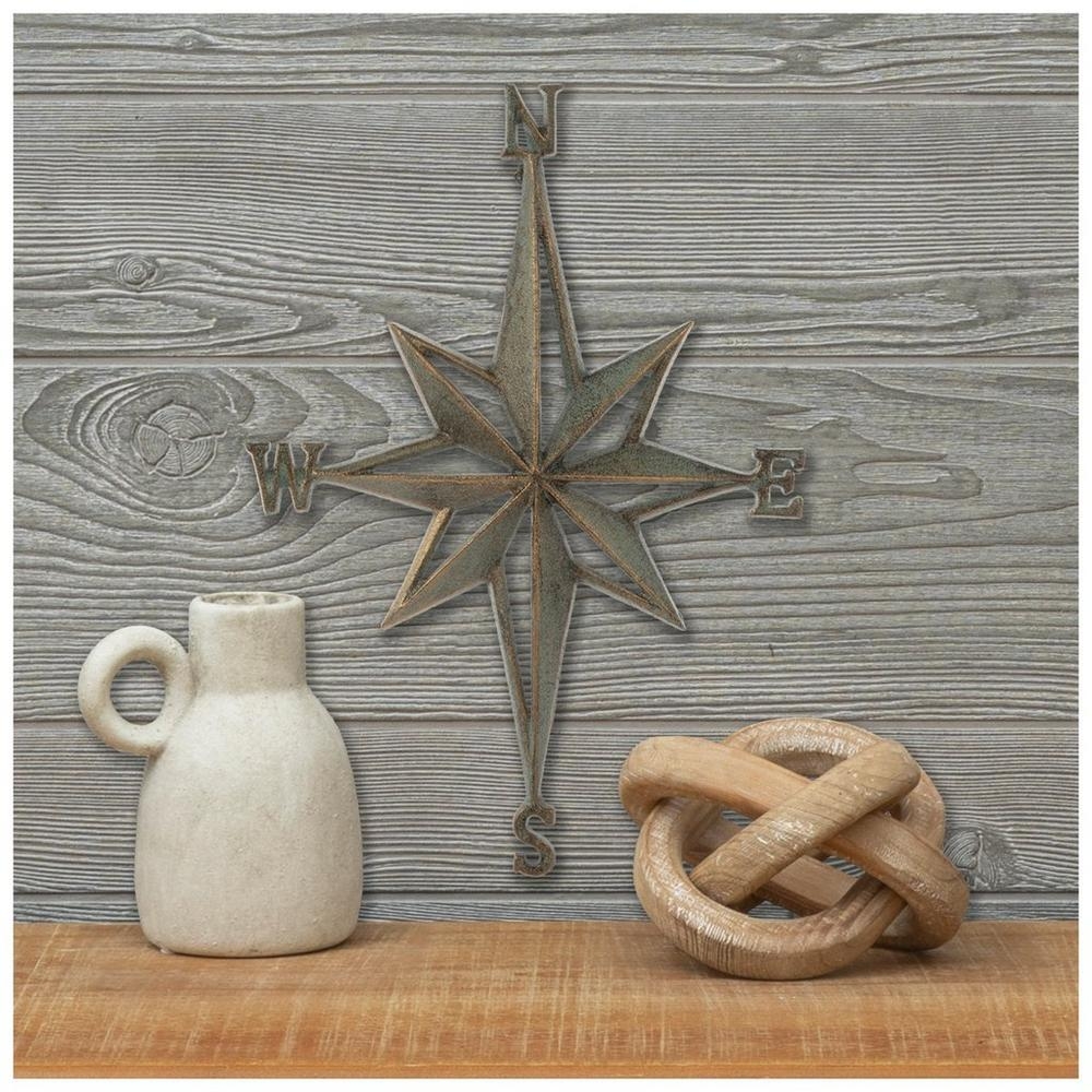 Metal Wall Decor: Eight Pointed Star Distressed Compass Rose