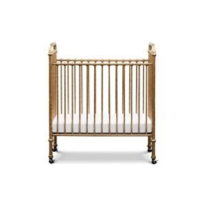 Mini Crib Rolling Casters Vintage Gold Finish Spindle Nursery