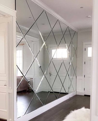 Mirrored Wall: Reflective Foyer Accent and Diamond Mirror Wall