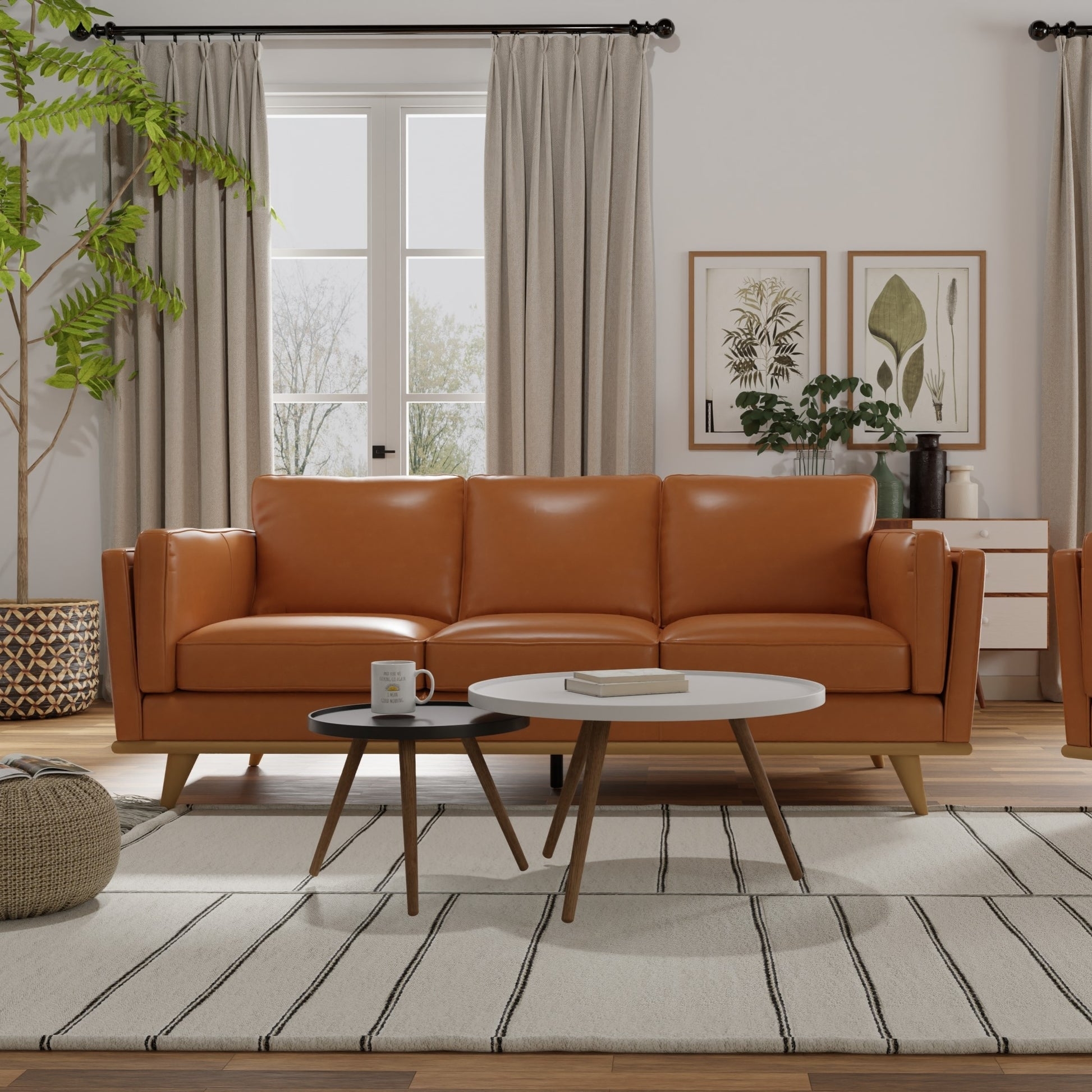 Modern Sofa Three Cushion Design Tapered Wood Legs