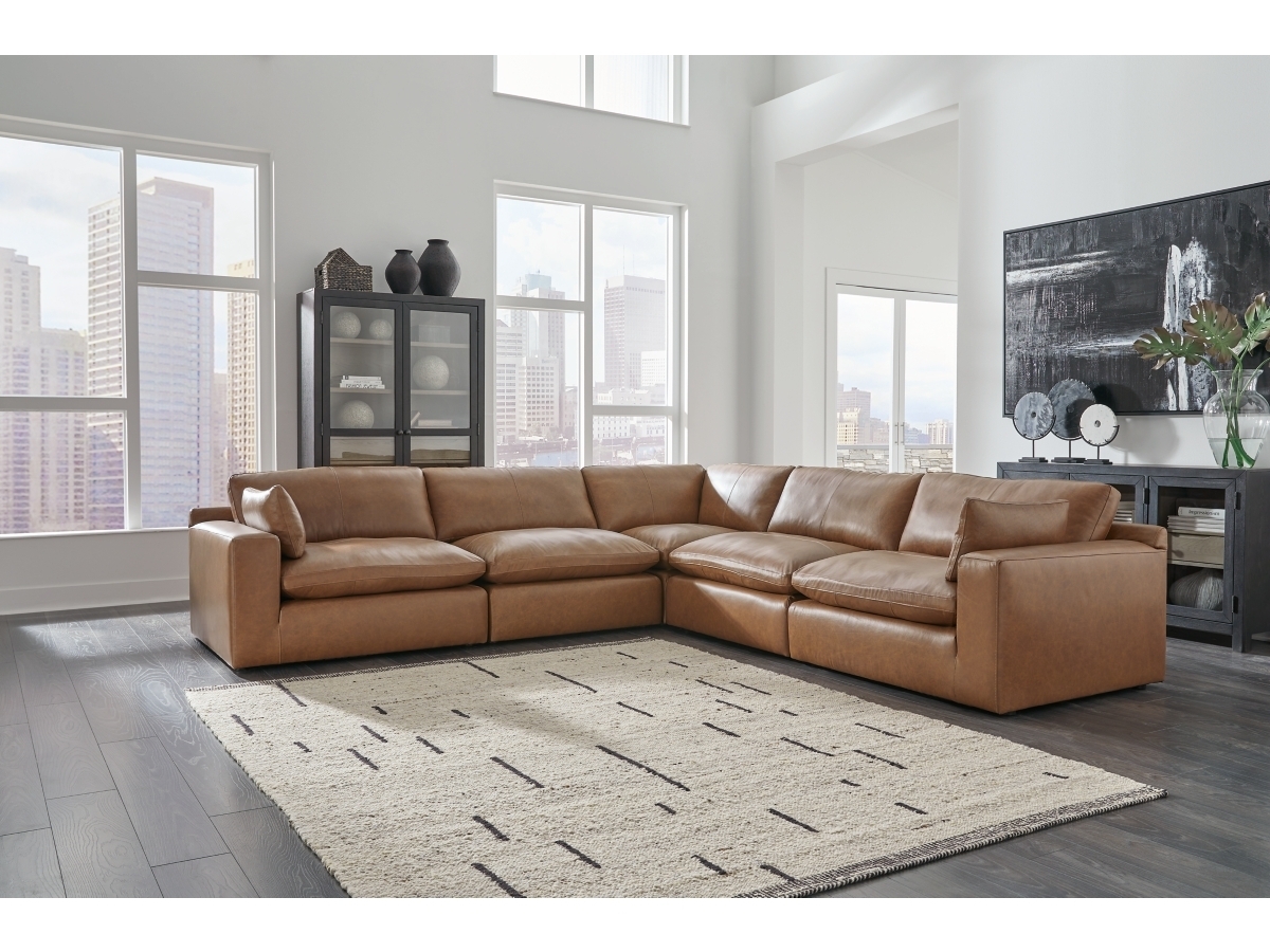 Modular Sectional Low Profile Silhouette 5 Piece Sofa