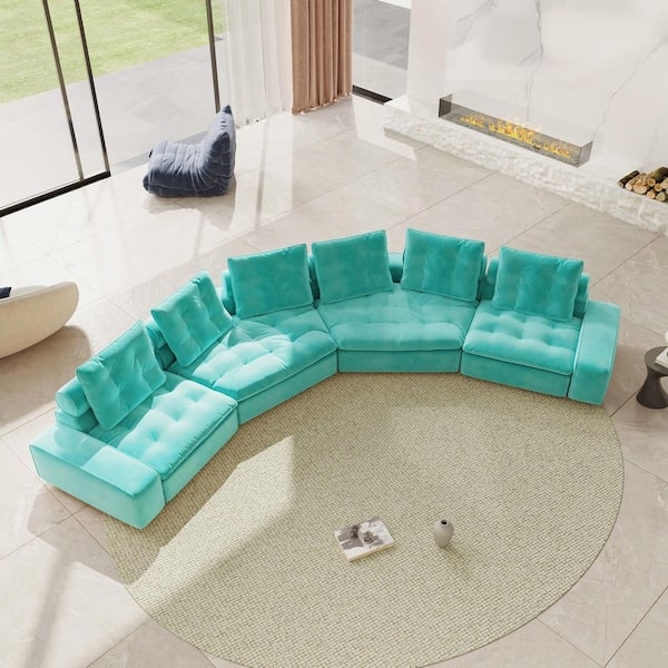 Modular Sectional Sofa Tiffany Blue Velvet Cloud Couch