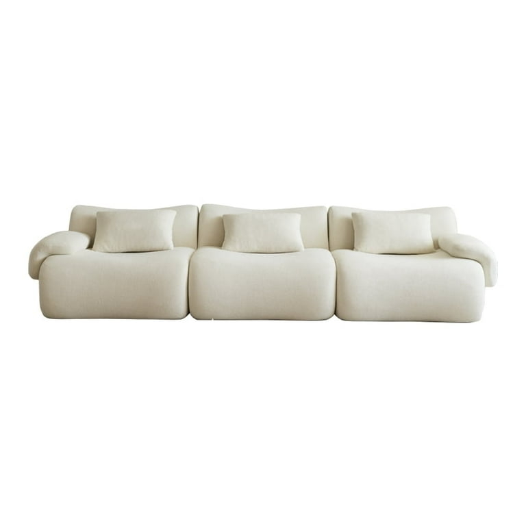 Modular Sofa with Low Profile and Rounded Edges in Cream