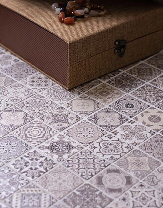 Mosaic Tile Patchwork Mandala Patterns in Neutral Beige