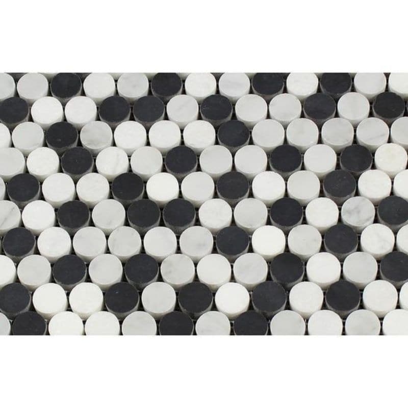 Mosaic Tile Polished Carrara Marble Monochromatic Design