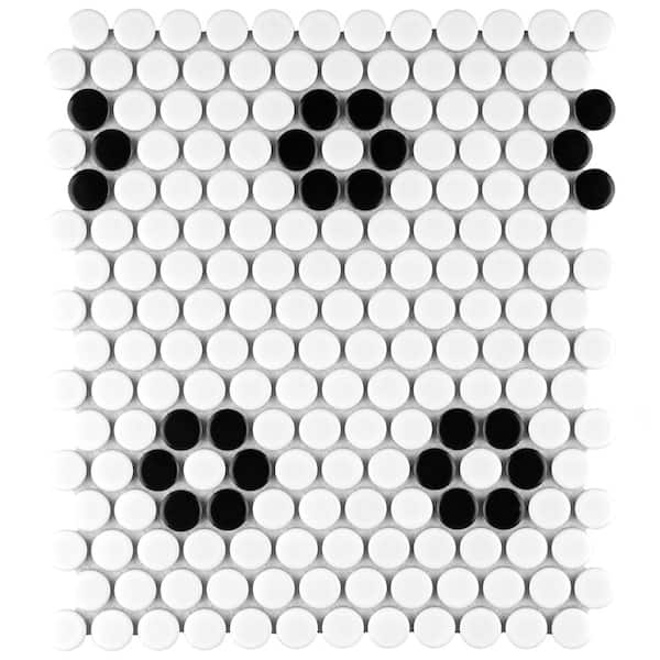 Mosaic Tile Porcelain Matte White Heavy Flower Mosaic Pattern